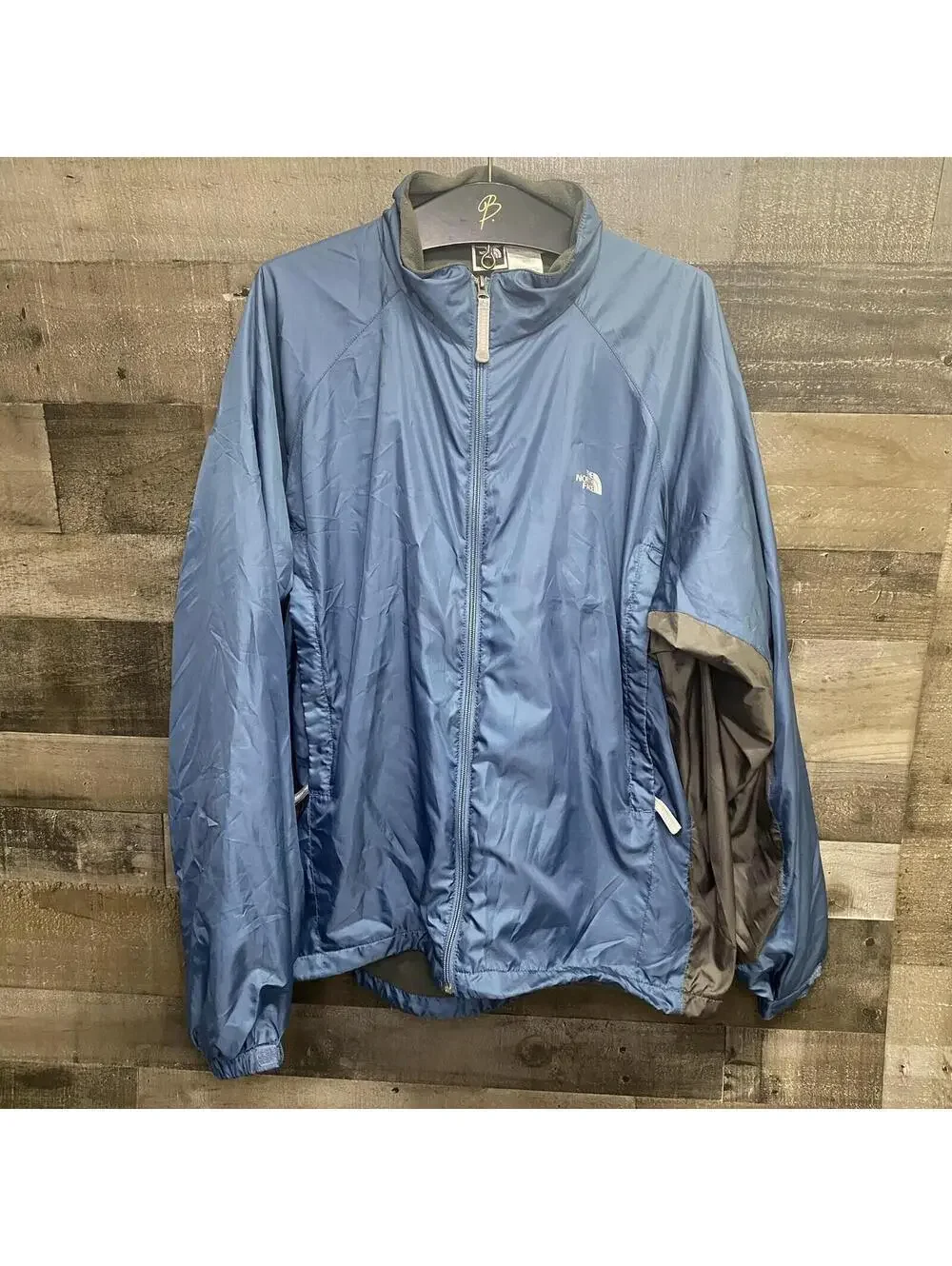 The North Face Men's XL Blue & Gray Full Zip Lightweight Windbreaker Jacket Coat